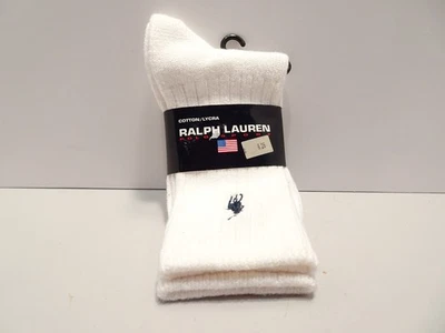 NUEVO Polo Ralph Lauren Calcetines Deportivos Crew Blanco Para Hombre’s Deadstock Talla 9-11 Foto 1 de 4