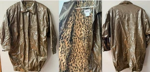 VINTAGE 90’s KENN SPORN FOR WIPPETTE TAUPE/LEOPARD PRINT LINED RAIN COAT SIZE M - Picture 1 of 7
