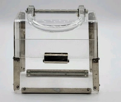 Vintage Lucite Plastic Chrome Purse Handbag Clear - Image 1 of 4