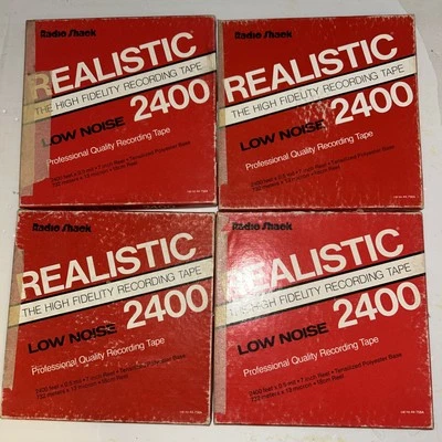 Lot of 4 Used Radio Shack Realistic 2400 7" Reel To Reel Recording Tapes Red L1 - Image 1 of 4