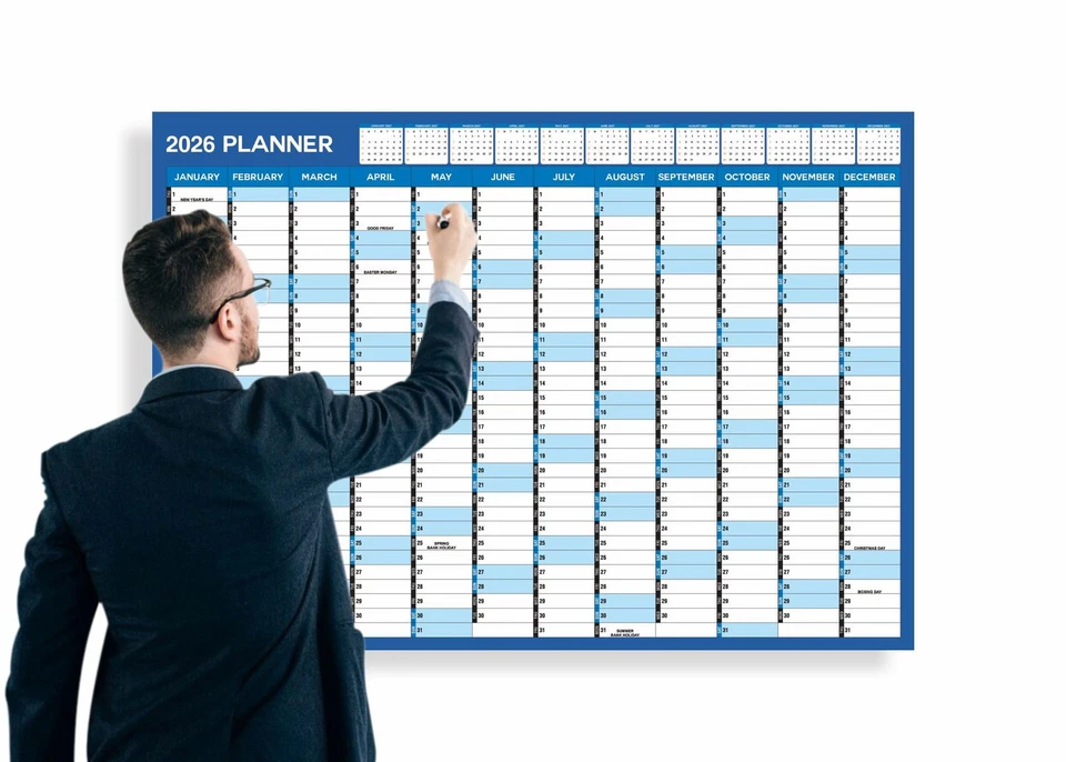 HLDI A1 Wall Planner 2026 Wall Calendar Large Jan To Dec Yearly Planner Full Year ...