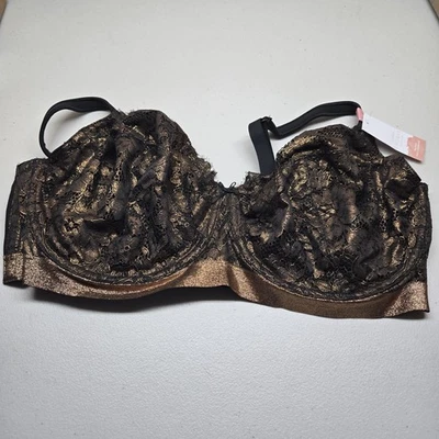Sujetador Mujer Cacique 44G Negro Floral Dorado The Modern Collection Nuevo Con Etiquetas Foto 1 de 4