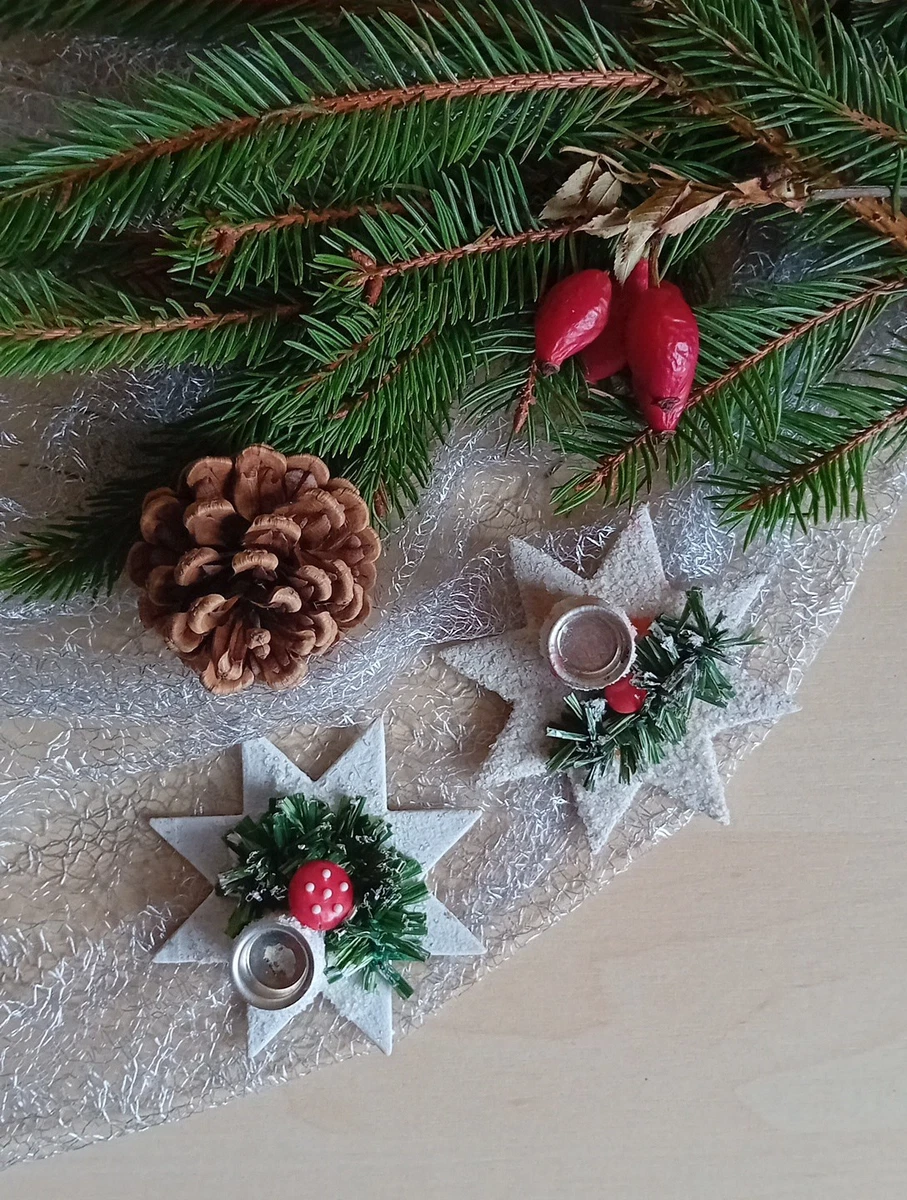 12-teiliges Vintage-Weihnachtsset Aus Natürlicher Rinde – Baum, Stern, Tier-Figuren Als Anhänger