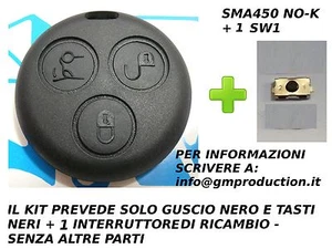 Cubierta Y Botones Negros Inteligente Fortwo 450 3 Para Llave Mando Con 1 Switch - Imagen 1 de 1