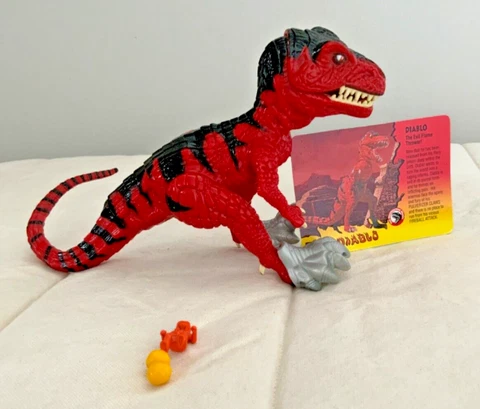 1996 Primal Rage Red Diablo T-Rex Action Figure- Playmates Complete with Card Cover