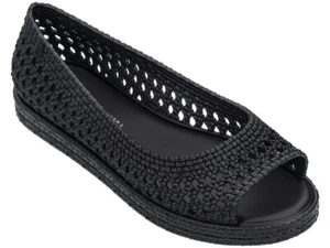 Melissa X Jason Wu Camilla Black Jelly Peep Toe Woven Espadrille US Women's 6 - Picture 1 of 7