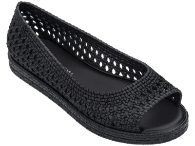 Melissa X Jason Wu Camilla Black Jelly Peep Toe Woven Espadrille US Women's 6 - Image 1 of 4