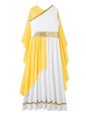 Kids Girls Grecian Gown Dress Elegant Flowy Tulle Dress Soft Role Play Lyrical - Image 1 of 4