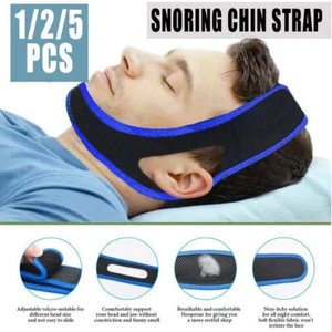 1X 2X 5X Anti Snore Chin Strap Stop Snoring Belt Sleep Apnea Chin Strap Aid Tool - Picture 1 of 22