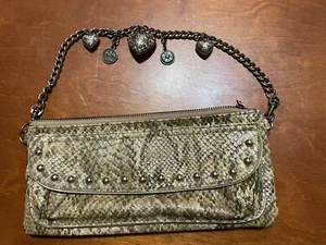 KATHY VAN ZEELAND Faux Snake Clutch Purse Gently Used with Ornate Strap - Picture 1 of 7