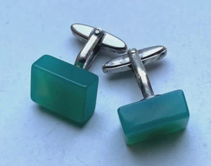 Design Gemstone Jadeit Jade Cuffbutton 835 Silver Cuff Left #142 - Picture 1 of 2