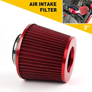3"/64-76mm KFZ Sportluftfilter Sport Luftfilter Rot Cold Air Filter Kegel Intake - Bild 1 von 10