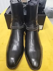 Incredibili stivali boxer Saint Laurent Wyatt neri in pelle imbracatura taglia 44,5 - Foto 1 di 12