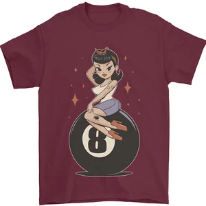 8-Ball Pool Pinup Mens T-Shirt 100% Cotton - Picture 1 of 26