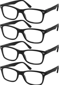 Reading Glasses Set of 4 Black Quality Readers Spring Hinge Glasses for Reading - Picture 1 of 6