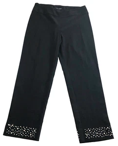 Zac & Rachel Womens Slim Ankle Pants Sz 10 Black Flat Front Beaded Mid Rise NWT - Picture 1 of 15