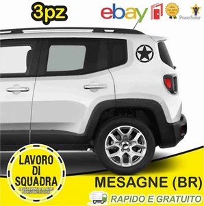 3 Adesivi Stella Militare cm 20 US ARMY Jeep renegade fuoristrada 4X4 NERO opaco - Picture 1 of 1