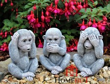 GARDEN ORNAMENT 3 WISE MONKEYS  DECORATIVE INDOOR OUTDOOR