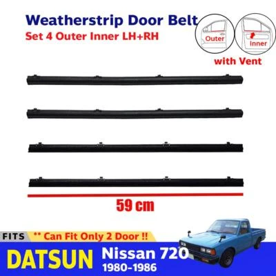 Weatherstrip Door Belt w Vent Outer Inner Fits Datsun Nissan 720 1980-86 Set 4 Foto 1 de 4