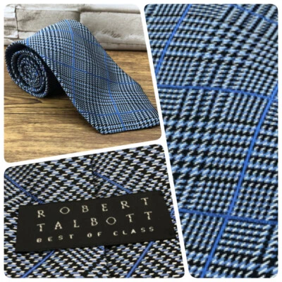 Corbata para hombre Robert Talbott Best of Class azul a cuadros seda #T251 Foto 1 de 4
