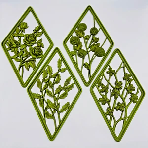 Choose 1 Syroco Avocado Green Holly Dogwood Roses Chrysanthemum Diamond Wall Art - Picture 1 of 31