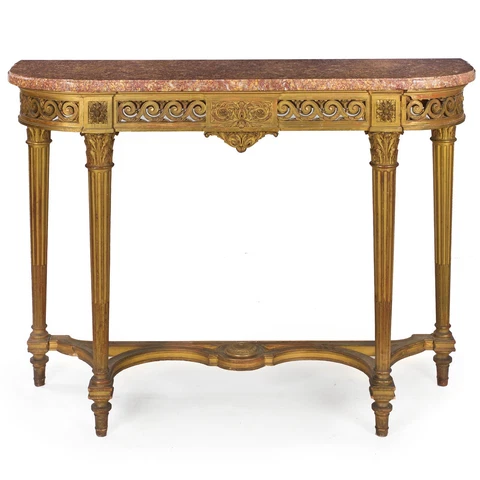 19th Century French Louis XVI Style Carved Giltwood Pier Table Console Cover