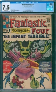 Fantastic Four #24 ⭐ CGC 7.5 ⭐ ¡El Niño Terrible! Cómic Marvel de la Edad de Plata 1964 - Imagen 1 de 2