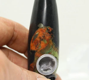 Jade tallado sentado rojo platillo calavera tabaco pipas tazón filtro C194 - Imagen 1 de 8