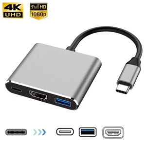 3 in 1 Usb Hub USB C to HDMI-compatible Splitter HUB Type-c to HDMI-compatible U - Imagen 1 de 2