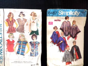 2 Vintage Sewing Patterns 60-70's Hippy Ponch Tunic Simplicity 8467 McCalls 5114 - Picture 1 of 6
