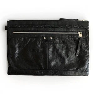 Bolso Clutch BALENCIAGA The City Cuero Negro Vintage Auténtico de Japón - Imagen 1 de 24