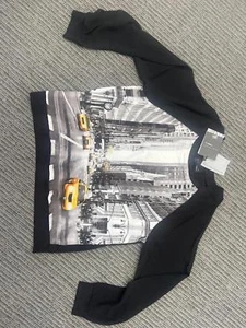 NWT New Elie Tahari x Design Nation Long Sleeve New York Blouse Taxi Black XL - Picture 1 of 5