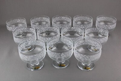 12x Servizio Coppe BOHEMIA di Bicchieri in vetro trasparente CRISTALLO Vintage - Immagine 1 di 4