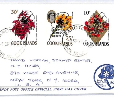 COOK ISLANDS FDC *SOUTH PACIFIC GAMES 1971* Raratonga EE. UU. {samwells}YR23 Foto 1 de 4