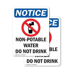 (2 Pack) Non-Potable Water OSHA Notice Sign Decal Metal Plastic - Picture 1 of 23
