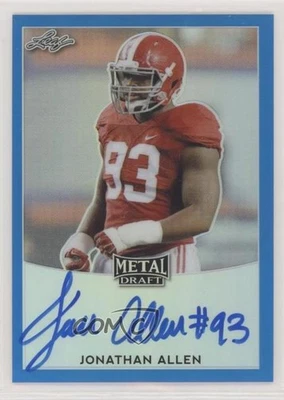 2017 Leaf Metal Draft Blue /50 Jonathan Allen #BA-JA1 Rookie Auto RC - Image 1 of 2