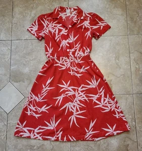 Vestido Camisa Vintage Tropical Floral Rojo/Blanco Talla 5/6 Rockabilly Oops California - Imagen 1 de 18
