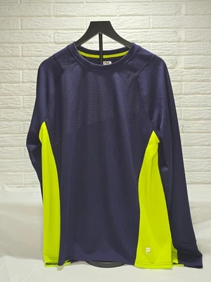 EUC Fila Long Sleeve Shirt Performance Sport Wicking Men Large Navy And Yellow - Image 1 of 4