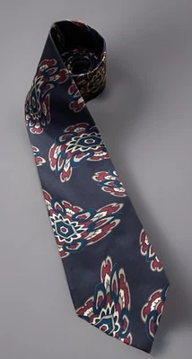 Gravata Christian Dior preta vermelha verde padrão flor EUA 100% seda JBHS - Imagem 1 de 4