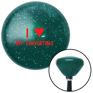 Red I <3 My Convertible Green Retro Metal Flake Shift Knob w/ M16x1.5 Insert - Picture 1 of 15