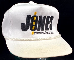 Vtg JONES Truck Lines Hat-Trucker Snapback Cap-Rope Bill-White - Picture 1 of 5