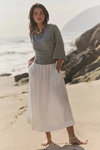 Free People Abito Midi Elegante Illuminato dal Sole - Bianco, XS - Foto 1 di 6
