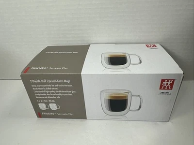 Juego de tazas transparentes Zwilling Sorrento Plus 2 piezas doble pared vidrio espresso 2,7 oz Foto 1 de 2