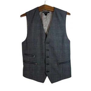 John Varvatos Vest Mens Gray Polyester Blend Dress Career Waistcoat Size 40 Luxe - Picture 1 of 8