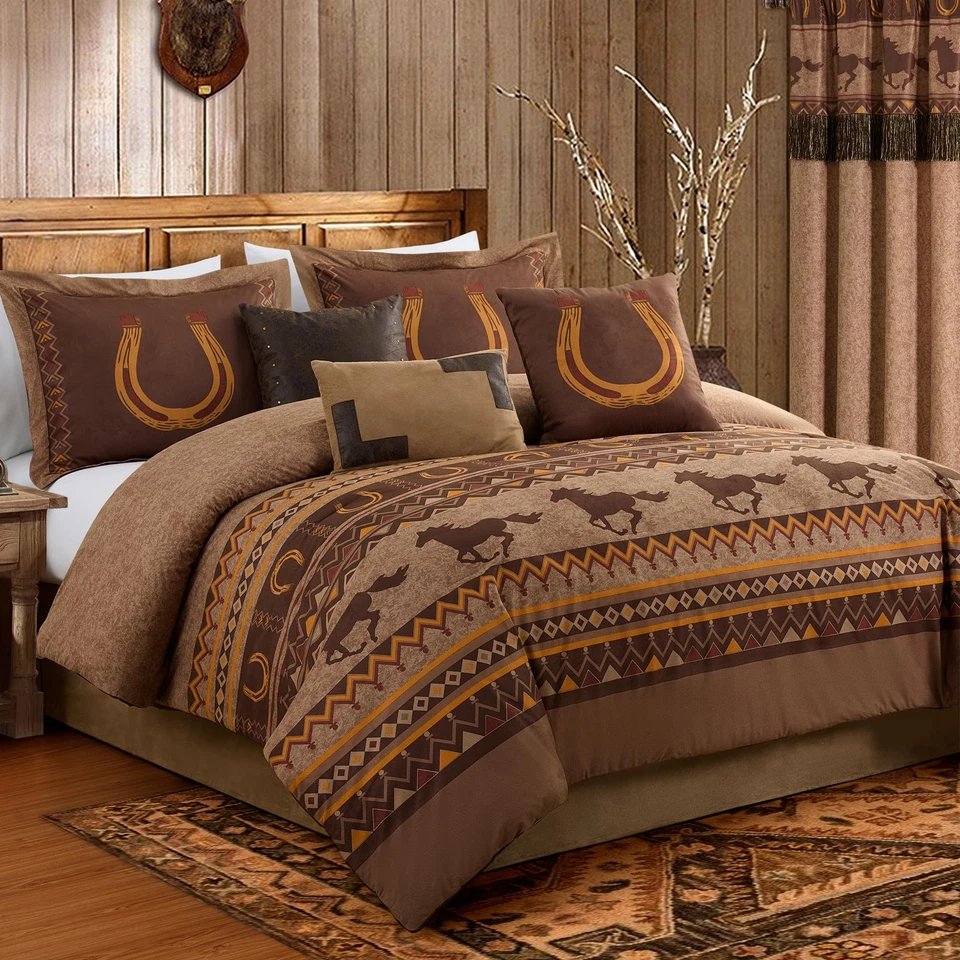 Chezmoi Collection Sedona by 7-piece Southwestern Wild Horses MicroSuede