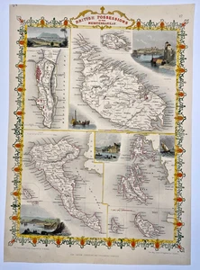MALTA GIBRALTAR GREEK ISLANDS 1851 JOHN TALLIS ANTIQUE DECORATIVE MAP - Picture 1 of 10