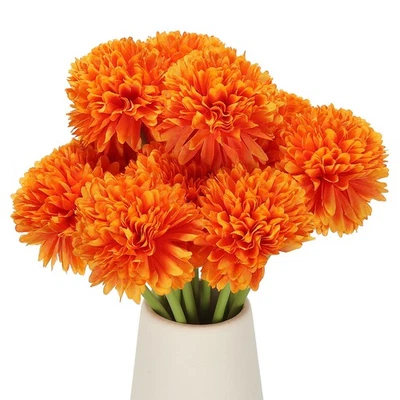 12 Pcs Artificial Chrysanthemums Fake Flowers for Home Decor, Orange Foto 1 de 4