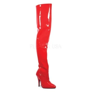 Pleaser USA Seduce-3010 Red Patent 5" Plain Thigh Boot IN-STOCK