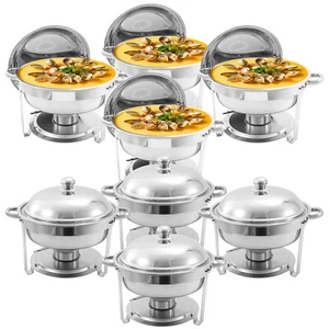 2/4/6/8 Pack Chafing Dish Buffet Set 6QT Round Stainless Steel Food Warmer - Picture 1 of 34