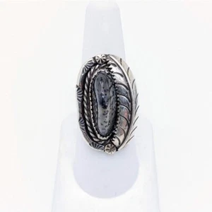Vintage Southwestern Achat Sterling Federring Größe 6,5 - Bild 1 von 10